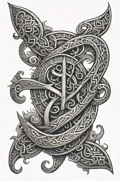 Viking script writing tattoo design idea