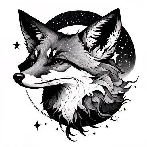 simple fox Virgo moon tattoo design idea