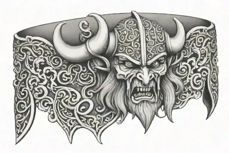 viking demon cuff tattoo design idea