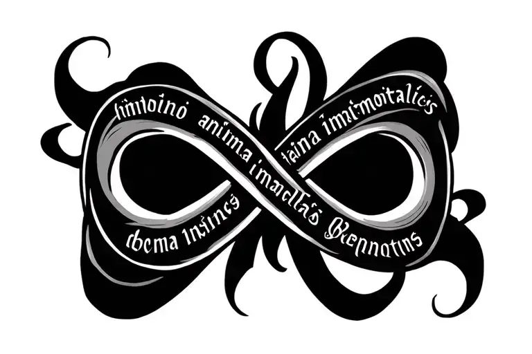 Infinity symbol, this is surrounded by the words anima immortalis tattoo design idea