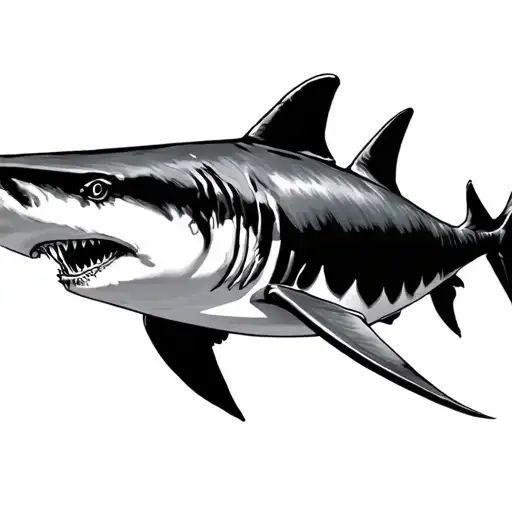 tiger shark swimming tattoo design idea