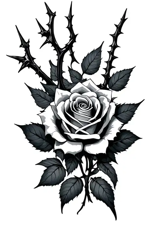 cyber sigilism roses and thorn on hand  tattoo design idea