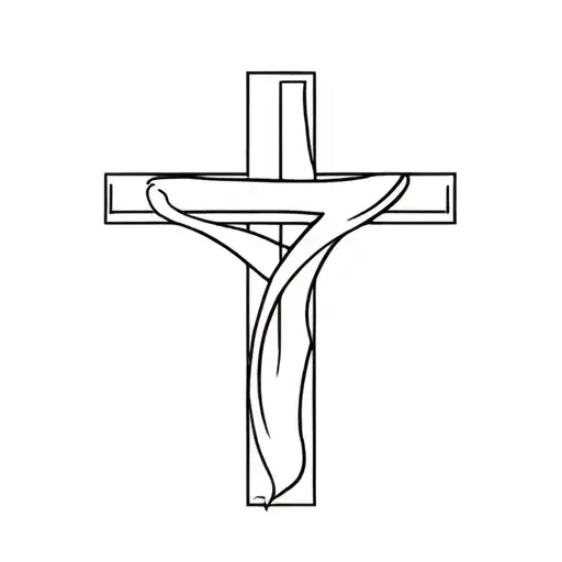 the number 7 interwined into a cross of Jesus Christ tattoo design idea