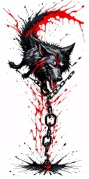 Fenrir breaking chains representing escape from abuse and anarchy tattoo design idea
