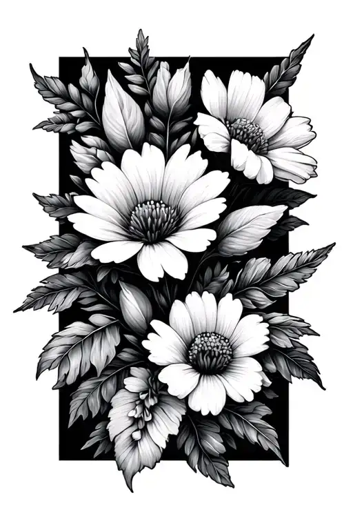 january, march, may, july, october, November birth flowers tattoo design idea