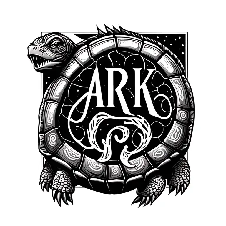 ARK written in turtle tattoo design idea