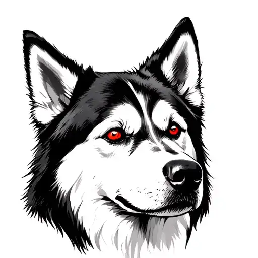 white husky male with red nose and brown eyes his name is ghost minimalist tattoo tattoo design idea