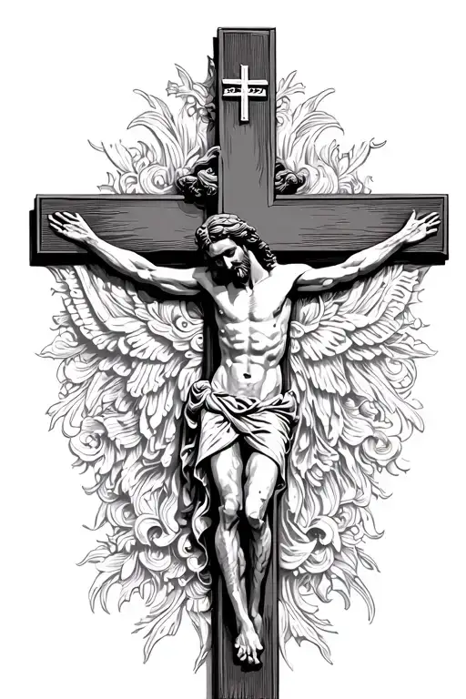 roman catholic crucifix of Jesus Christ tattoo design idea