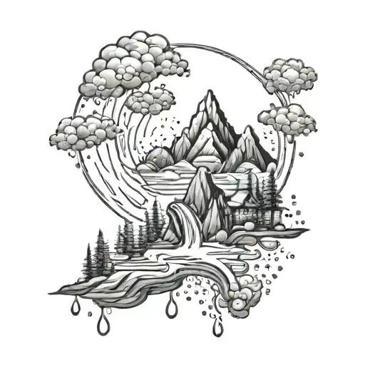 mountain tears rain falling tattoo design idea