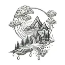 mountain tears rain falling tattoo design idea