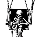 skeleton on a swing hanging tattoo design idea