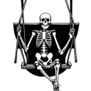 skeleton on a swing hanging tattoo design idea