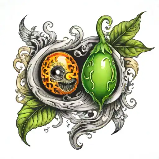 two peas in a pod on fire tattoo design idea