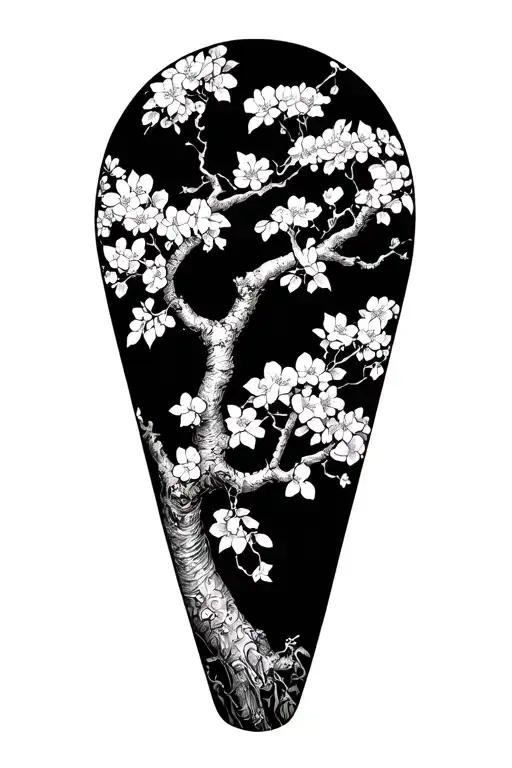 cherry blossom tree growing tattoo design idea