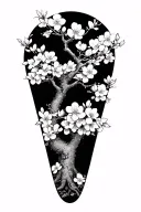 cherry blossom tree growing tattoo design idea