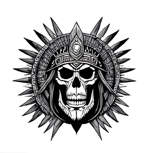 aztec god of death tattoo design idea