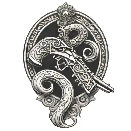 don't tread on me flintlock pistols tattoo design idea