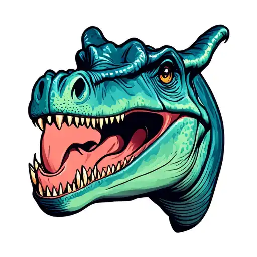 brontosaurus head funny cartoon tattoo design idea