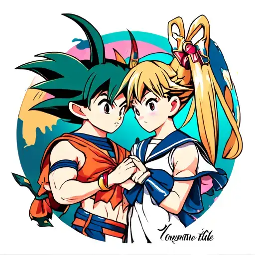 pinky promise intertwined dragon ball and sailor moon  tattoo design idea