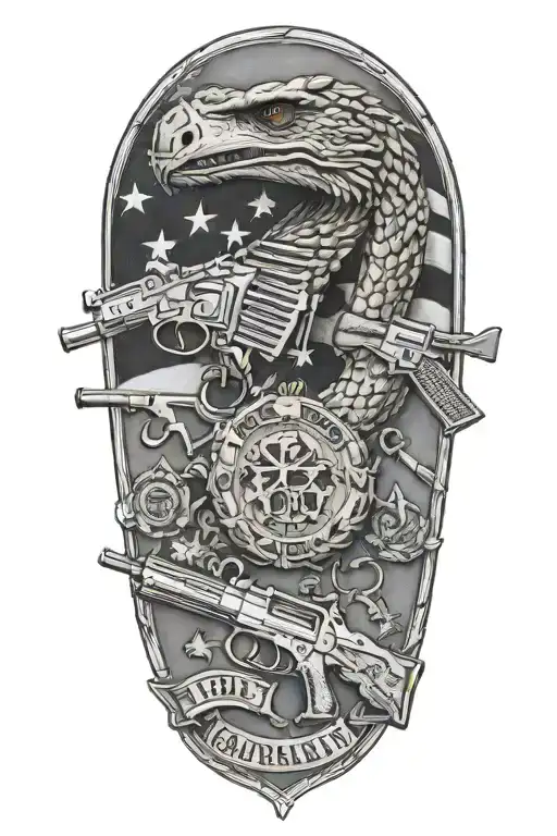 gadsden flag guns tattoo design idea