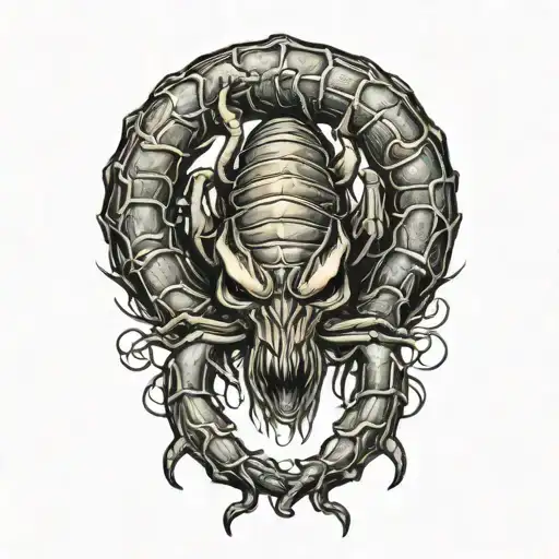 scorpion stinging tattoo design idea