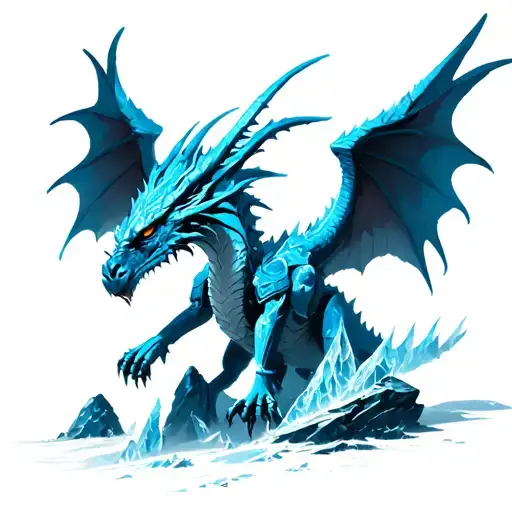 death knight ice dragon with wings and rocks tattoo design idea