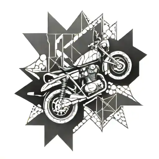 Combine a motorcycle and chiropractic symbols in a geometric design tattoo design idea