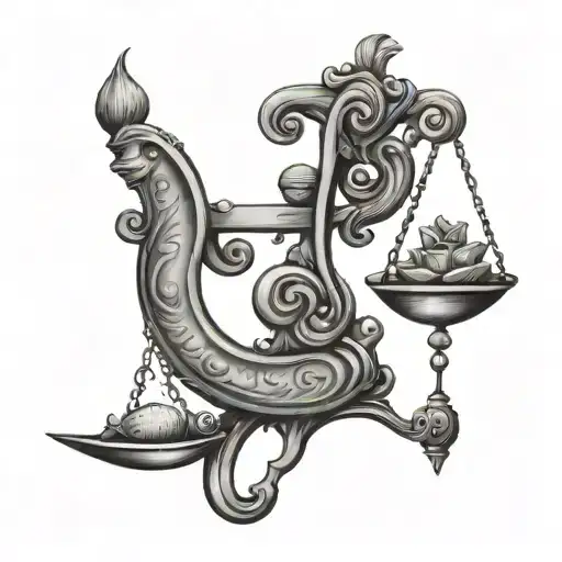 Libra scale with Pisces fish tattoo design idea