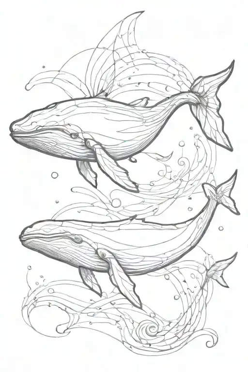 whale made from glass with no tale free hand tattoo design idea