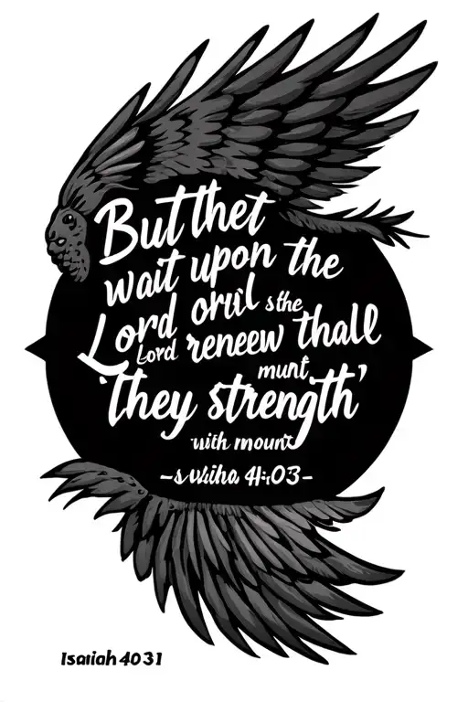 Bible verse Isaiah 40:31  But they that wait upon the Lord shall renew their strength; they shall mount up with wings as tattoo design idea