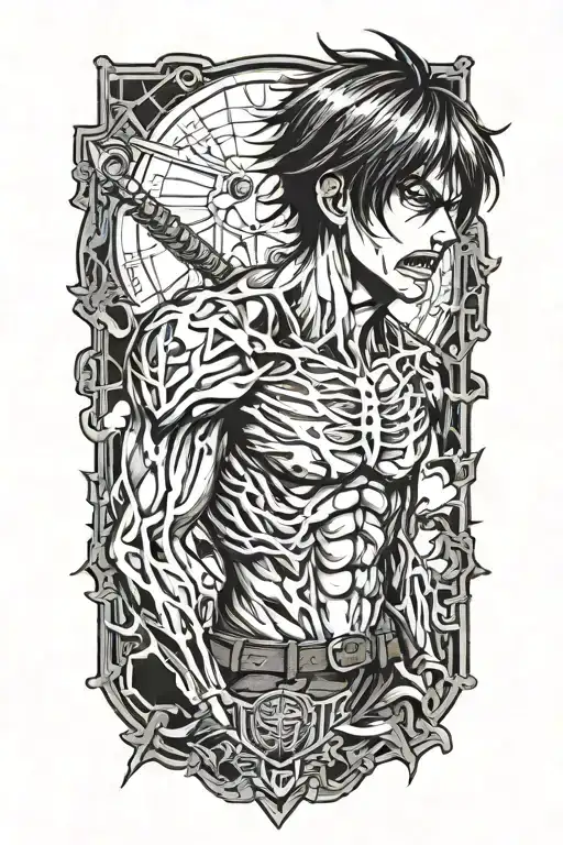 attack titan eren yeager tattoo design idea