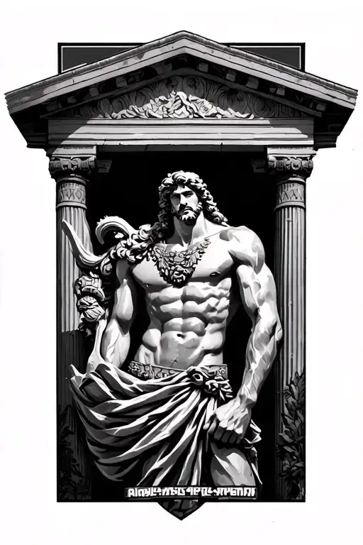greek mythology hercules con sombrero greek architecture tattoo design idea