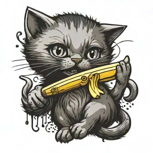 BDSM kitten banana dildo tattoo design idea