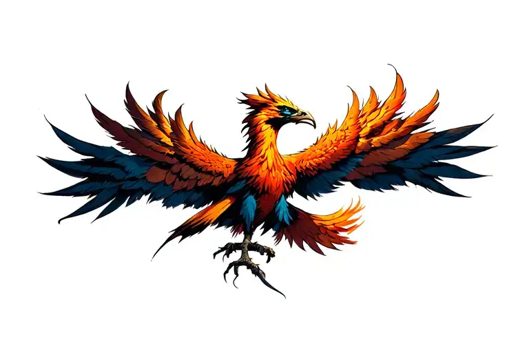 phoenix eating its own tail feathers tattoo design idea