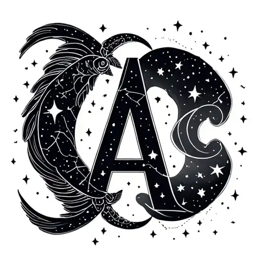 Scorio, Pisces, Leo constellation stars, black ink, with the letters I, A, C included  tattoo design idea