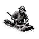 welsh miner cutting slate tattoo design idea
