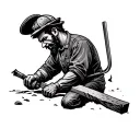 welsh miner cutting slate tattoo design idea