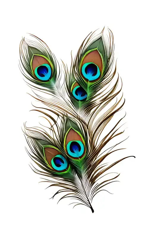 3 peacock feathers tattoo design idea