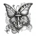 anchor with Scottish flag butterfly wings tattoo design idea