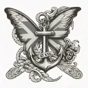 anchor with Scottish flag butterfly wings tattoo design idea