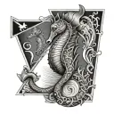seahorse portuguese caravel square triangle circle tattoo design idea