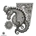 seahorse portuguese caravel square triangle circle tattoo design idea