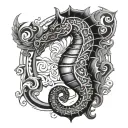 seahorse portuguese caravel square triangle circle tattoo design idea