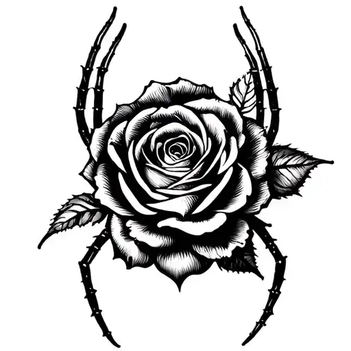 spider and rose web tattoo design idea