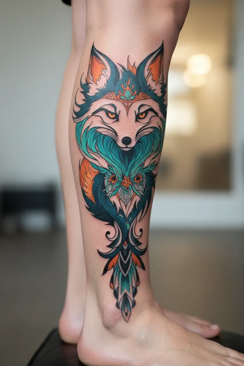 nine-tailed fox and medicine tattoo design idea