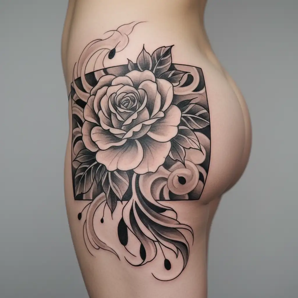 Buttocks tattoo design idea