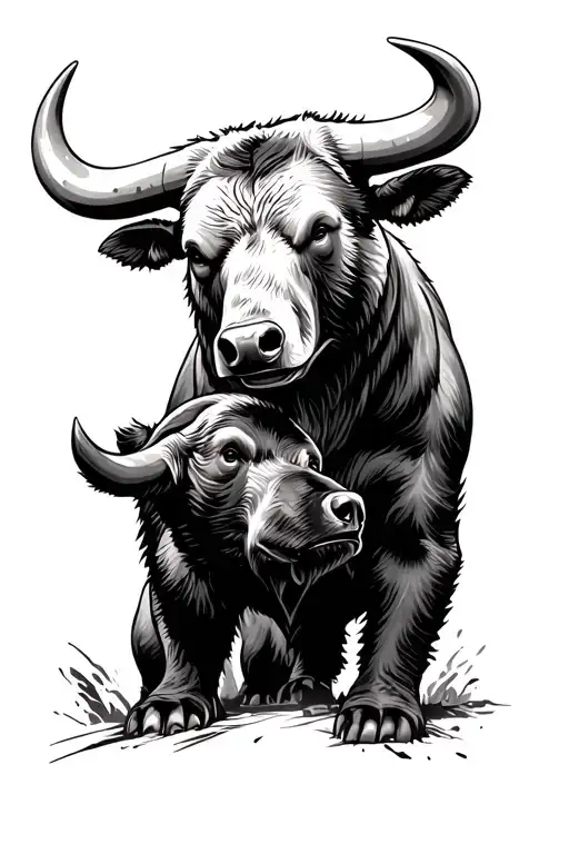 Wallstreet bull vs bear tattoo design idea