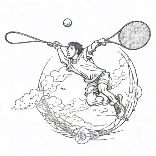 badminton shuttle flying tattoo design idea
