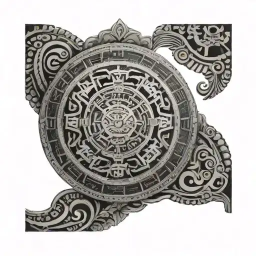 Aztec calendar projector projecting mental tattoo design idea