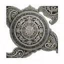 Aztec calendar projector projecting mental tattoo design idea